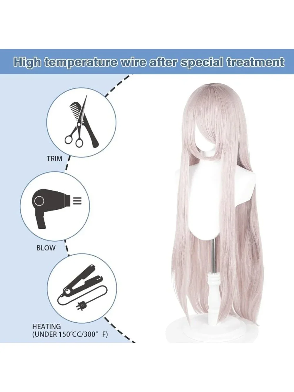 Women's Light Pastel Pink 100 Cm Heat Resistant Universal Straight Costume Wigs